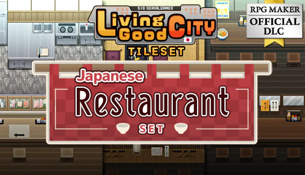 SERIALGAMES LivingGoodCity TILESET Japanese Restaurant SET - RPG Maker MZ